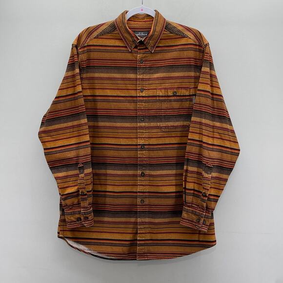 Woolrich Flannel Orange Sunset Bark Blanket Stripe Button Up LS Shirt Style 6579 - Picture 1 of 8